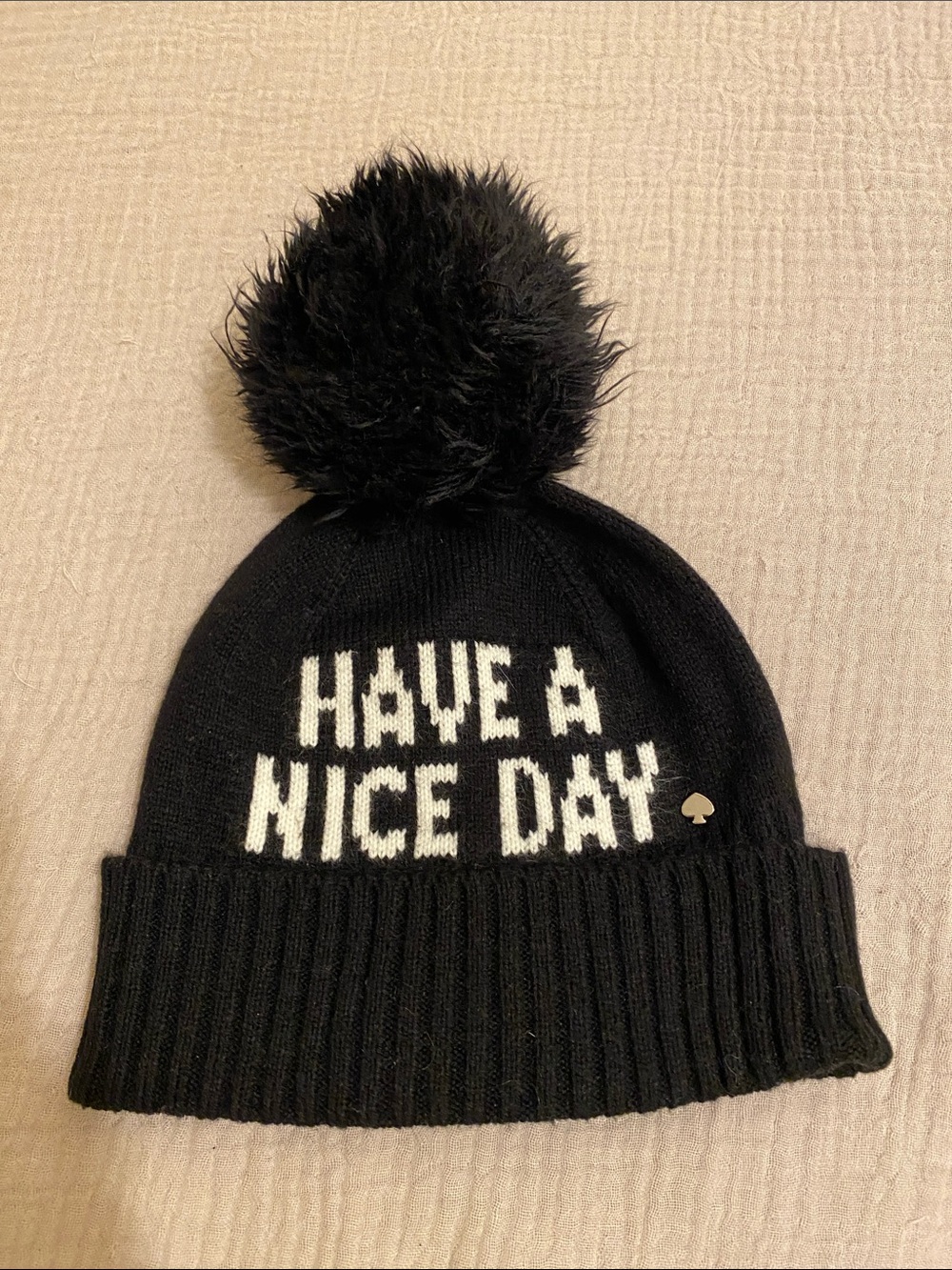 Kate Spade New York Have A Nice Day Pom Beanie - Black
